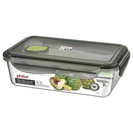 контейнер для продуктов PHIBO Brilliant 1л 22,5х13,5х6,5см 4 замка прямоугольный с клапаном пластик