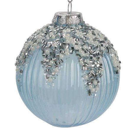 шар MAXIJOY 80мм стекло синий, серебряный