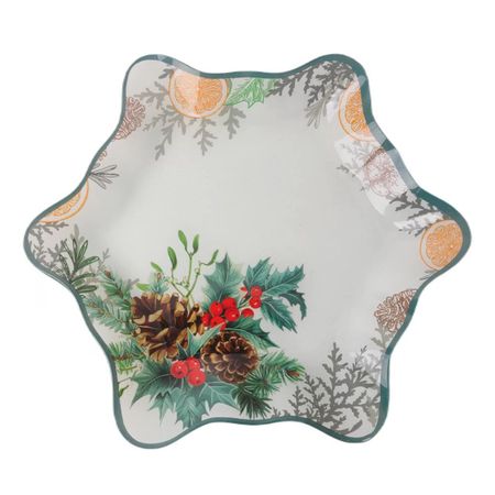 тарелка Новый Год Шишка 19,5х17,5см десертная звезда стекло