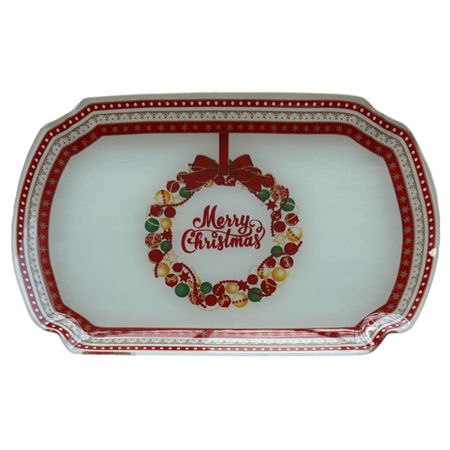 тарелка Новый Год  29х18,7см обеденная прямоугольная стекло