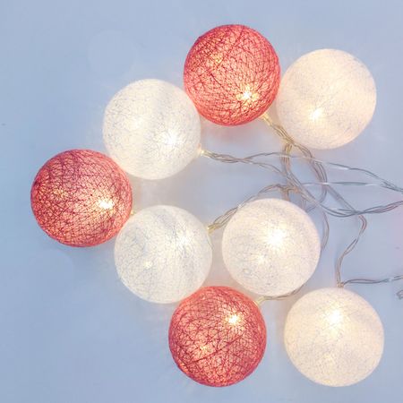 гирлянда MAXIJOY Красные и белые шарики 3м 20LED теплый белый свет