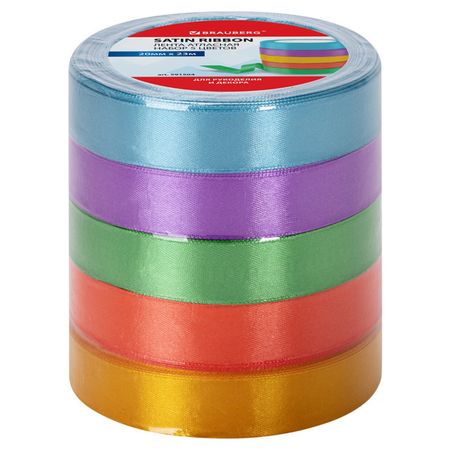 лента атласная BRAUBERG 20мм 23м 5шт микс кт лента атласная 2см 4 ярда 430 lt orchit