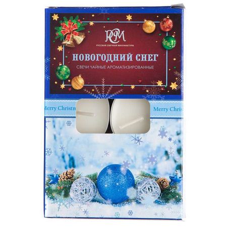 свечи чайные Новогодний снег 6шт 3,9х1,2см 3ч/г пряный