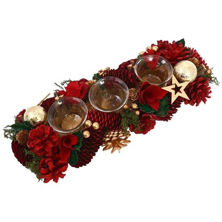 подсвечник MAXIJOY Новогодний 30х30х8см пенопласт, дерево, стекло мультиколор