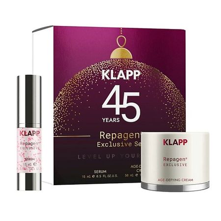 Набор средств для лица KLAPP COSMETICS Рождественский набор Repagen Exclusive 45+: сыворотка+крем