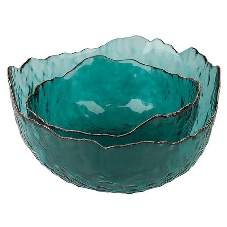 набор салатников NOUVELLE HOME Frost stripe 2шт 19/24см 1,3/2,2л стекло зеленый