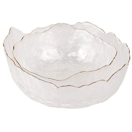 набор салатников NOUVELLE HOME Frost stripe 2шт 19/24см 1,3/2,2л стекло белый