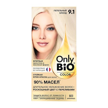Крем-краска для волос ONLY BIO COLOR Тон 9.1 Пепельный блонд 115 мл