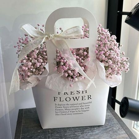 Букет живых цветов FLOWERTVER Гипсофила в сумочке