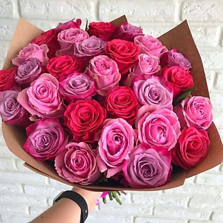 Букет живых цветов FLOWERTVER Букет из 31 розовой эквадорской розы