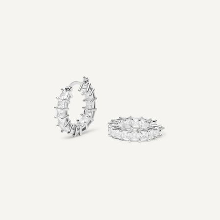 MYSTIQUE MIRAGE Серьги Square Crystal Hoop Earrings – Silver