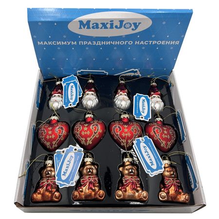 подвеска MAXIJOY Новогодняя 6,6/7,1см стекло мультиколор в асс-те