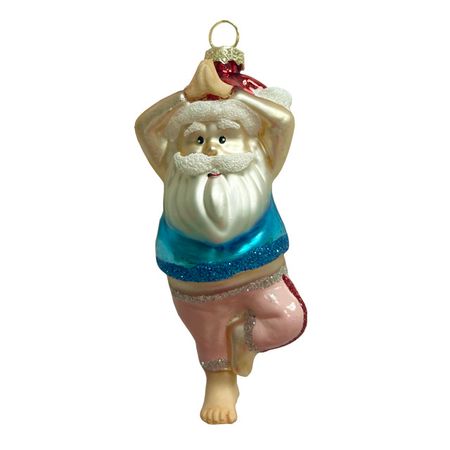 подвеска MAXIJOY Дед мороз йога 11см стекло мультиколор