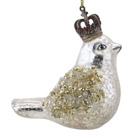 подвеска MAXIJOY Птица с короной 7,5см стекло белый