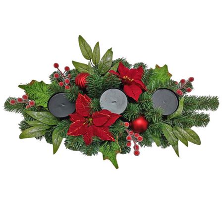 подсвечник MAXIJOY Пуансеттия 71х27х16см пластик, металл зеленый