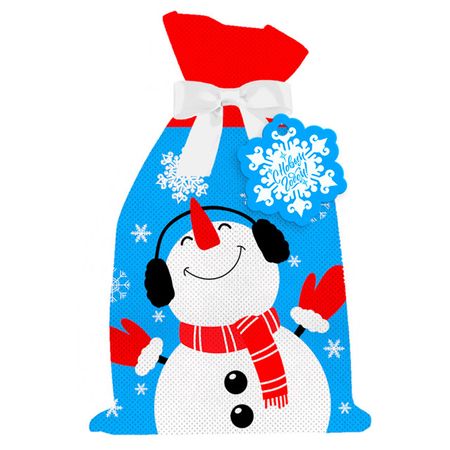 мешок для подарков Снеговичок 20х30см