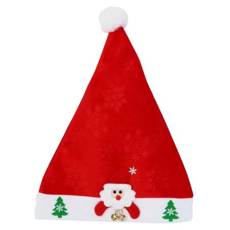 колпак новогодний MAXIJOY с дедом морозом и елочками 29х40см красный