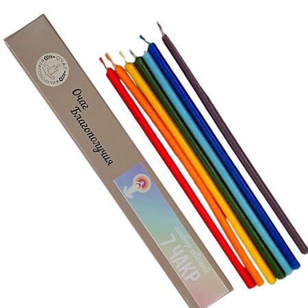 Свеча ароматическая ОЧАГ БЛАГОПОЛУЧИЯ Набор свечей 7 чакр для медитаций