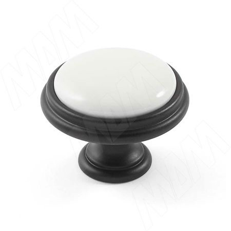 Ручка-кнопка D35мм черный матовый/керамика белая (WPO.P77.00.00.N4G)