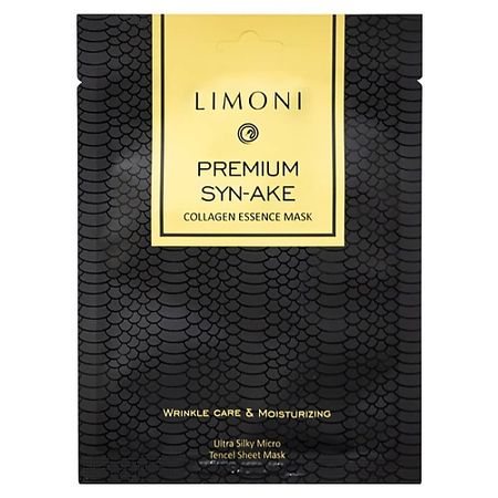 Маска для лица LIMONI Маска для лица тканевая антивозрастная питательная с пептидом змеиного яда и коллагеном