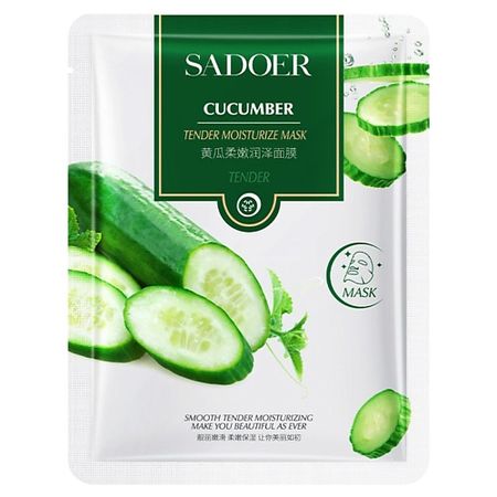 Маска для лица SADOER Маска для лица нежная увлажняющая тканевая с экстрактом огурца