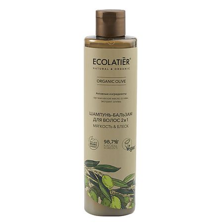 Шампунь для волос ECOLATIER Шампунь-бальзам для волос 2 в 1 ORGANIC OLIVE