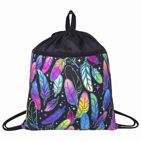 Сумка-мешок для сменной обуви BRAUBERG Мешок для обуви БОЛЬШОЙ, с ручкой, карман на молнии, сетка Feathers