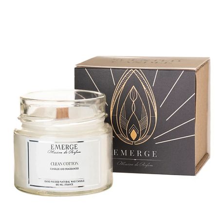 Свеча ароматическая EMERGE Свеча ароматическая Чистый Хлопок с деревянным фитилем
