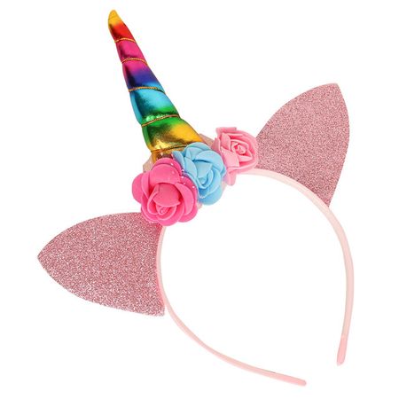 ободок карнавальный Единорог розовый/голубой
