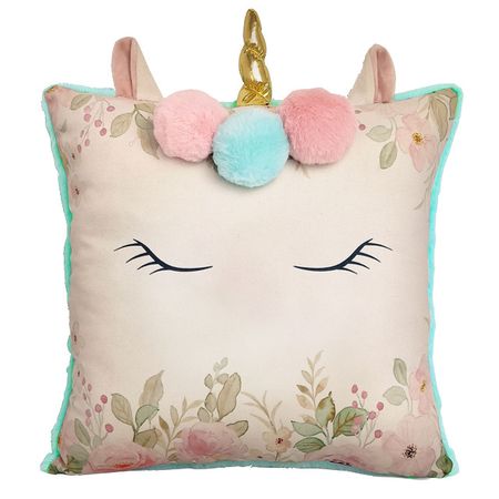 подушка декоративная Единорог печать 40х40см бирюзовая, арт.ПДЕ-бирюза