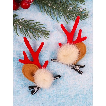 украшение новогоднее набор заколок для волос 2шт Оленьи рожки 8см