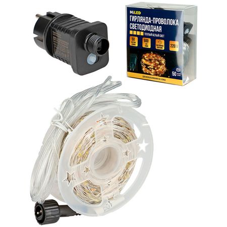 гирлянда MILED Роса 50м 500LED тёплый белый свет