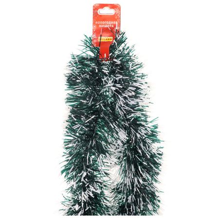 мишура Новогодняя 200х7см зелёный с заснеженными кончиками