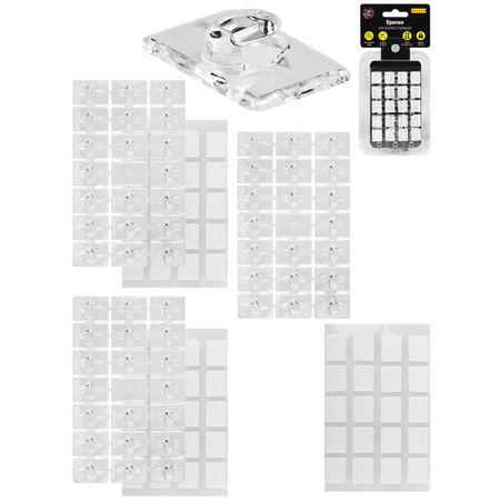 набор крючков для гирлянд 1,3х1,9см 60шт самоклеющиеся прозрачные