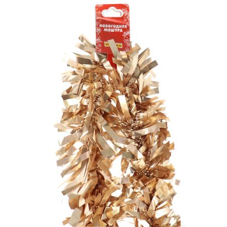 мишура Новогодняя 200х10см золотой матовый пушистый