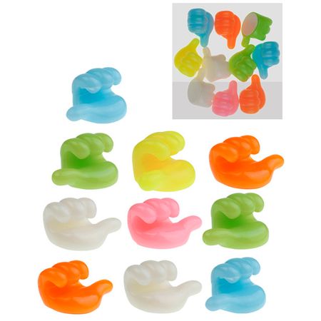 набор держателей для проводов/гирлянд 10шт 2х2х0,6см разноцвет пластик с липким слоем