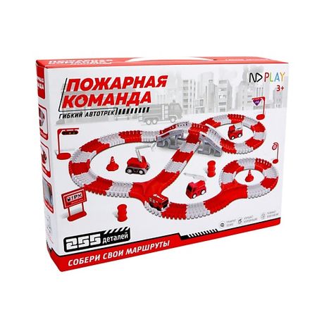 Интерактивная игрушка ND PLAY Трасса с машинкой на батарейке «Пожарная команда»