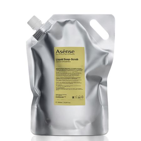 Парфюмированное мыло жидкое ASENSE Жидкое мыло-скраб парфюмированное для рук и тела аромат ветивер, бергамот, розмарин