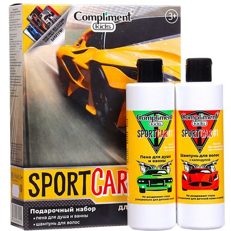 Набор средств для ванной и душа COMPLIMENT Подарочный набор детский (Пена для ванны, Шампунь ,Магнит)Sportcar