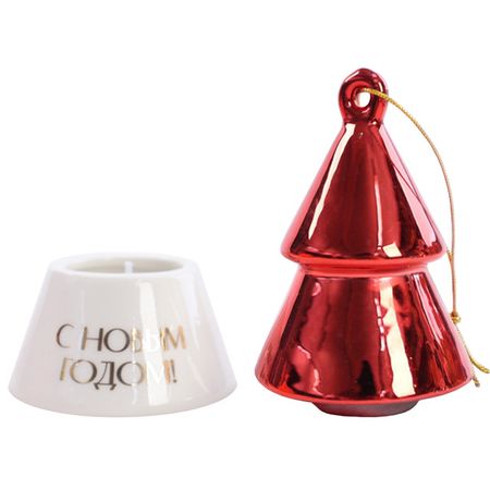 свеча Красная елочка 8х8х11 см фарфоровый сосуд