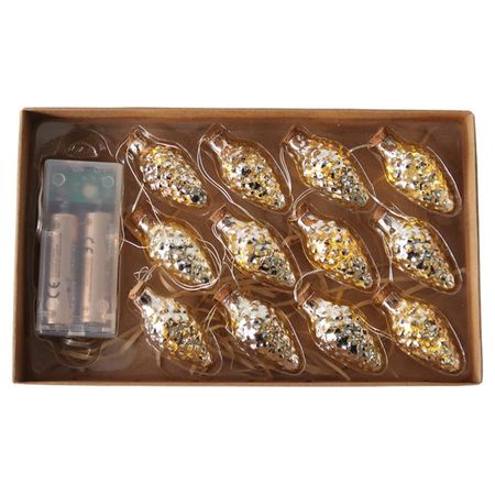 гирлянда Золотые шишки 150см 12LED  теплый белый