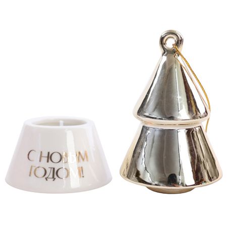 свеча Золотистая елочка 10х13х10 см фарфоровый сосуд