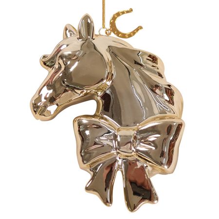 подвеска Лошадка 8,6х5,7х2,2см фарфор золотой