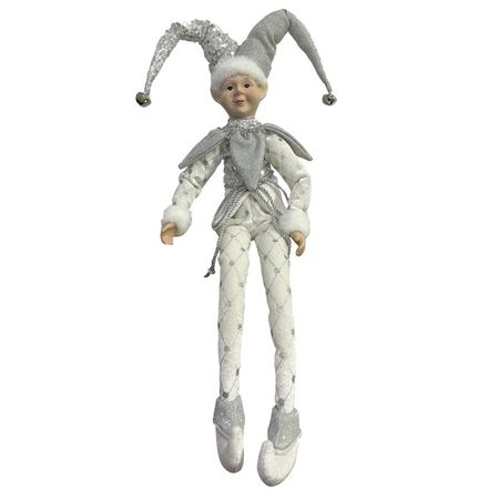 фигура декоративная Арлекин серебряный 55см