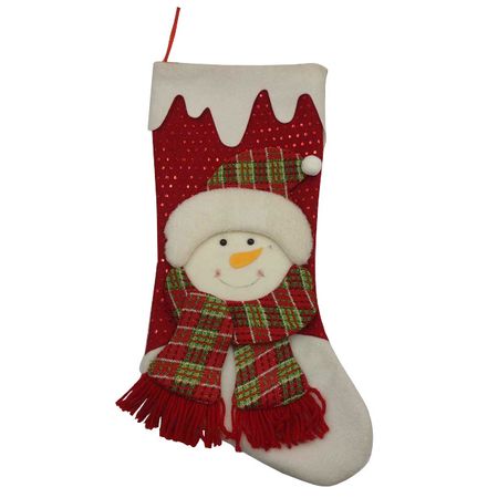 носок новогодний MAXIJOY Снеговик 47х24см красный, белый