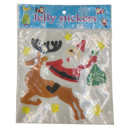 наклейка на окно MAXIJOY Дед Мороз на олене 20х20см ТПР-резина