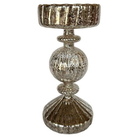 подсвечник MAXIJOY 9х9х19см стекло серебряный