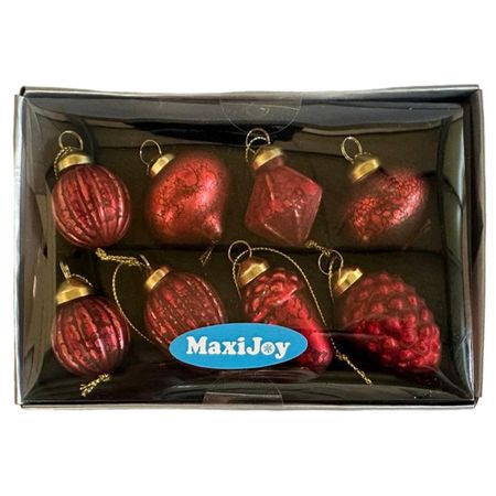 набор подвесок MAXIJOY 8шт 5см стекло красный новогодний магнит лошадь и котик 3 5х5 5 стекло