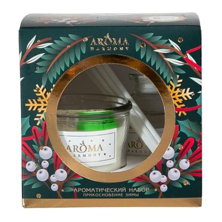 аромадиффузор  AROMA HARMONY Прикосновение зимы 30 мл + свеча