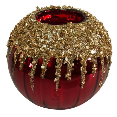 подсвечник MAXIJOY 10х10см стекло красный